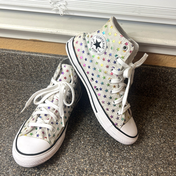 Converse All Star Hi Top Women 8 Multicolor Star Canvas Sneaker Lace Up Junior 6 - Picture 1 of 11
